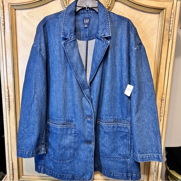 GAP Blue Denim Blazer Jacket NEW NWT - Picture 2 of 8